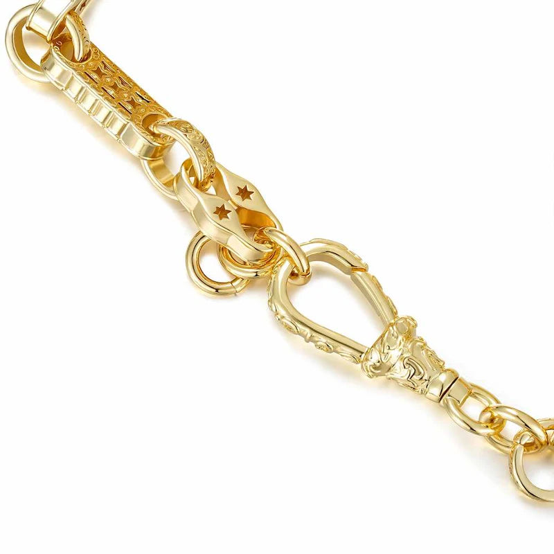 GOLD STARS AND BARS BRACELET WITH ALBERT CLASP