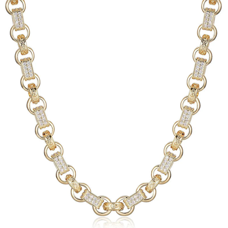 GOLD 10MM GYPSY LINK BELCHER CHAIN WITH ALBERT CLASP