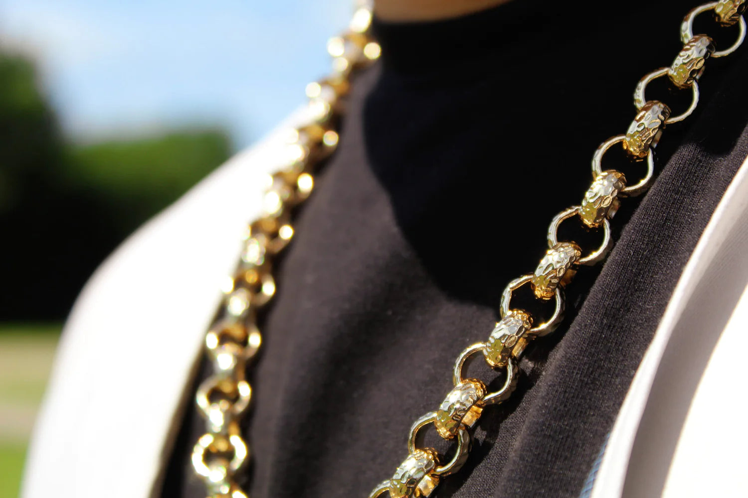 12MM GOLD DIAMOND CUT PATTERN BELCHER CHAIN