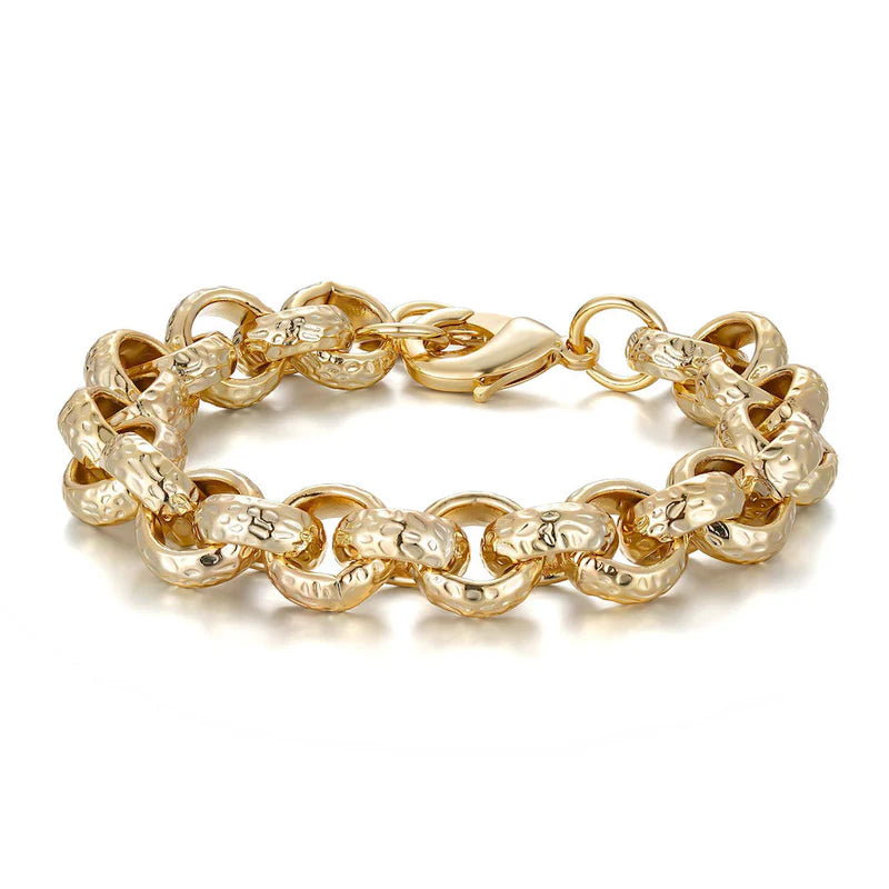 12MM GOLD DIAMOND CUT PATTERN BELCHER BRACELET