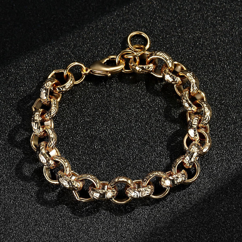 12MM GOLD DIAMOND CUT PATTERN BELCHER BRACELET