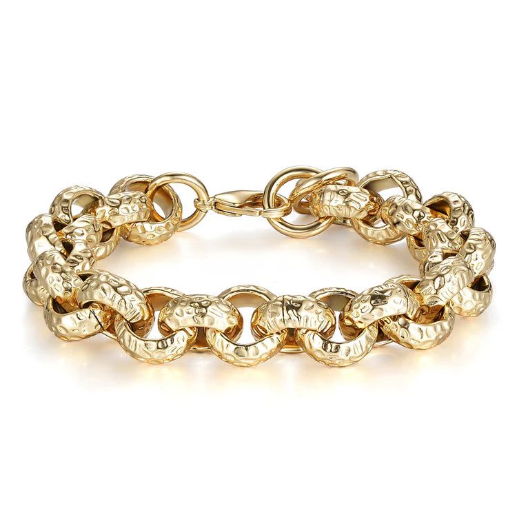 15mm Gold Pattern Leopard Print Belcher Bracelet