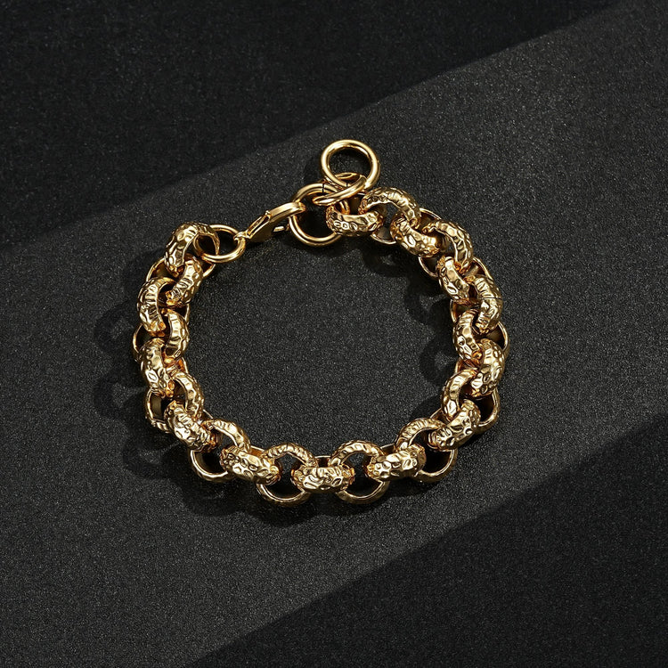 15mm Gold Pattern Leopard Print Belcher Bracelet