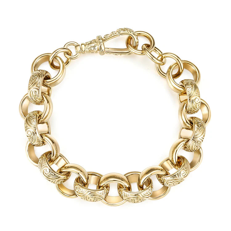 18mm Gold Pattern Belcher Bracelet - Albert Clasp