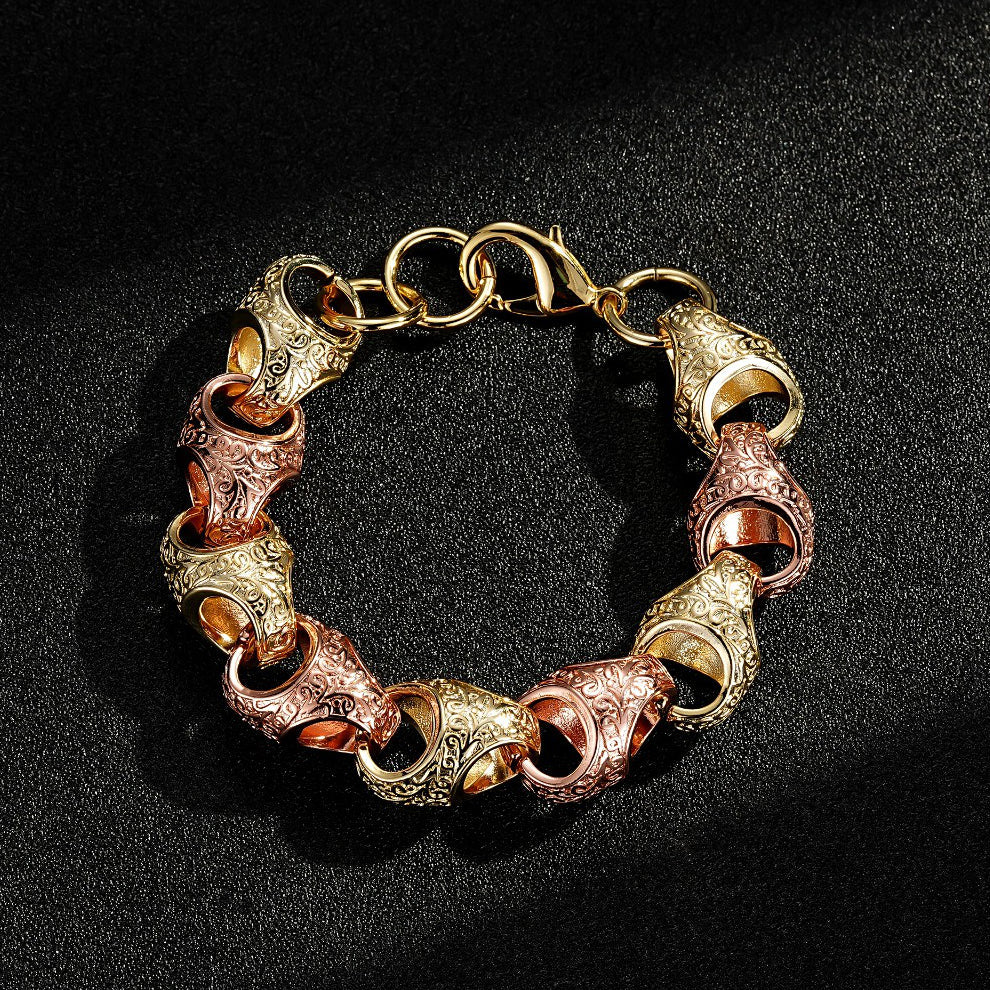 2-TONE GOLD AND ROSE GOLD 17MM XL ACORN BRACELET