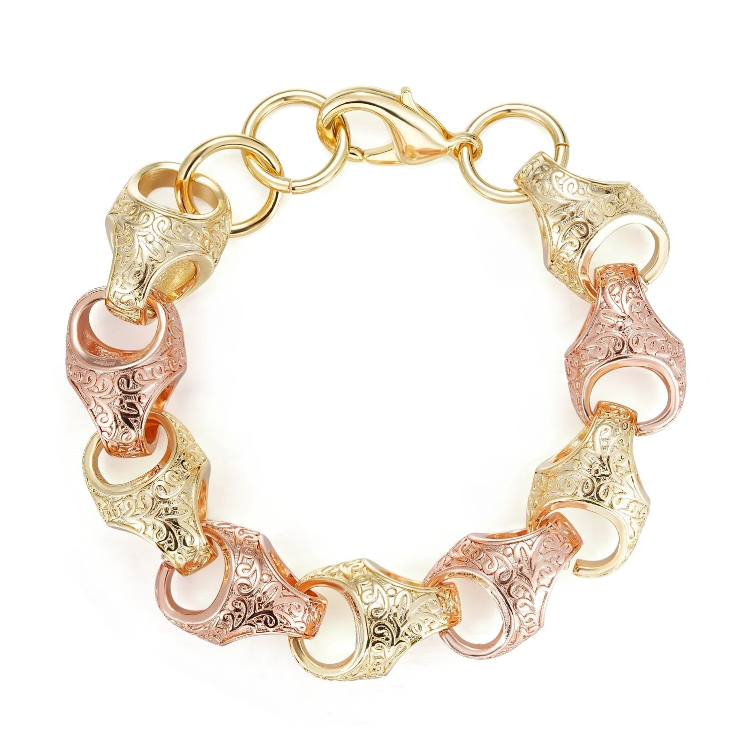 2-TONE GOLD AND ROSE GOLD 17MM XL ACORN BRACELET