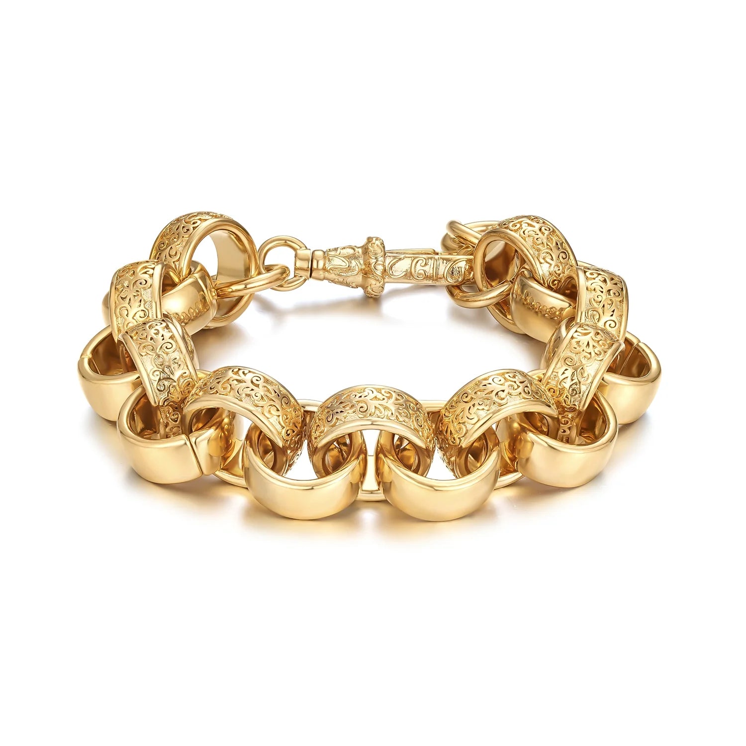 20mm Gold Ornate Belcher Bracelet