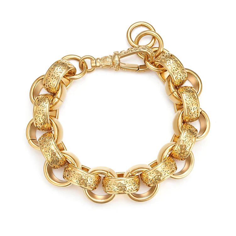 20mm Gold Ornate Belcher Bracelet