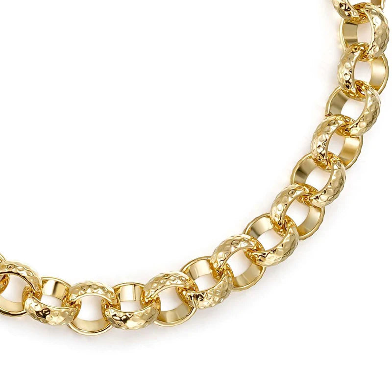 8MM GOLD DIAMOND CUT PATTERN BELCHER BRACELET