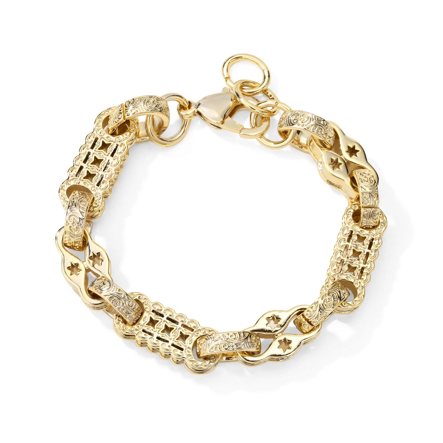 3D GOLD PATTERNED STARS AND BARS BRACELET