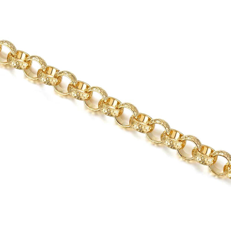 8MM GOLD DIAMOND CUT PATTERN BELCHER BRACELET