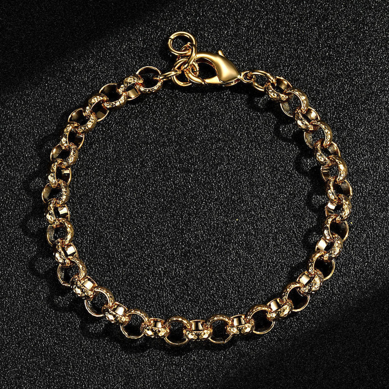 8MM GOLD DIAMOND CUT PATTERN BELCHER BRACELET