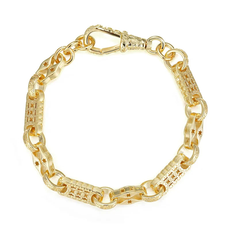 GOLD STARS AND BARS BRACELET WITH ALBERT CLASP