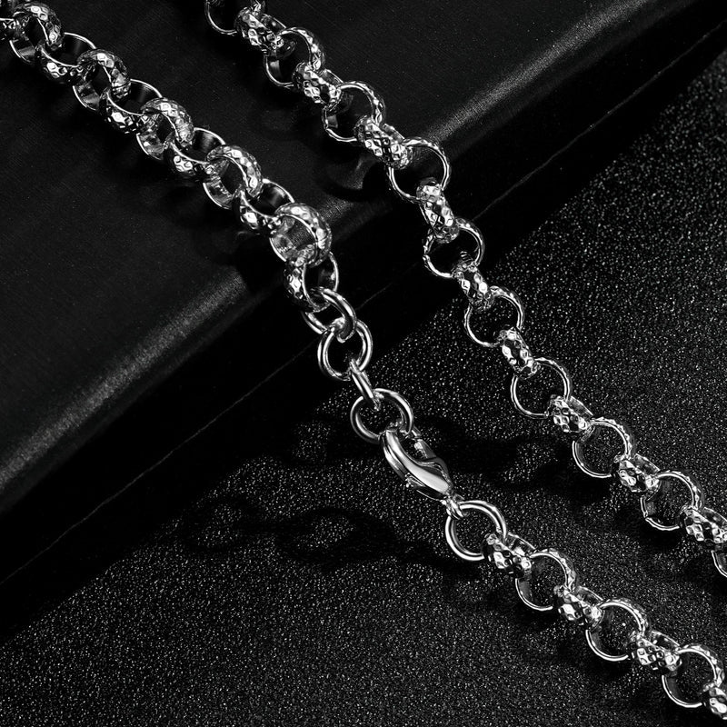 8MM SILVER DIAMOND CUT PATTERN BELCHER CHAIN