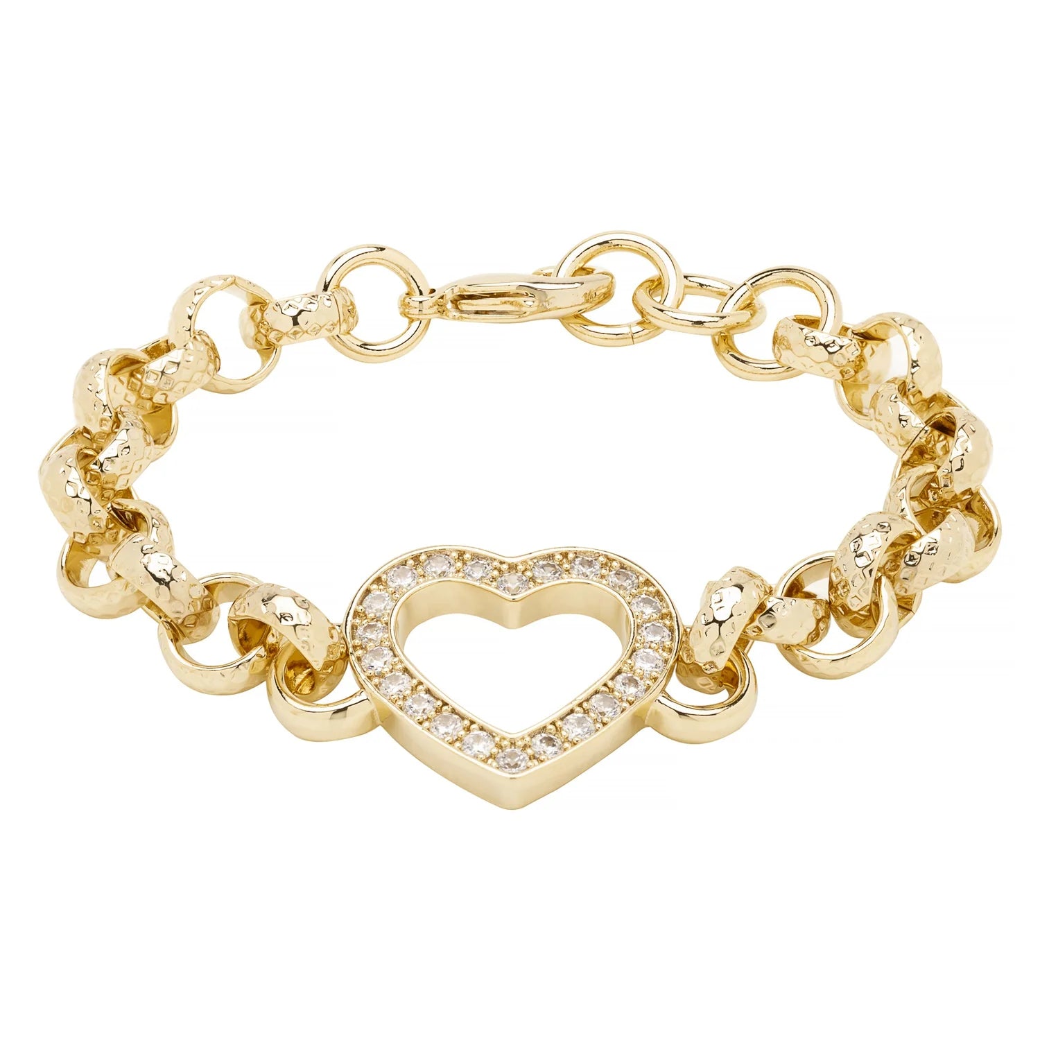 OPEN HEART BELCHER BRACELET WITH CRYSTALS