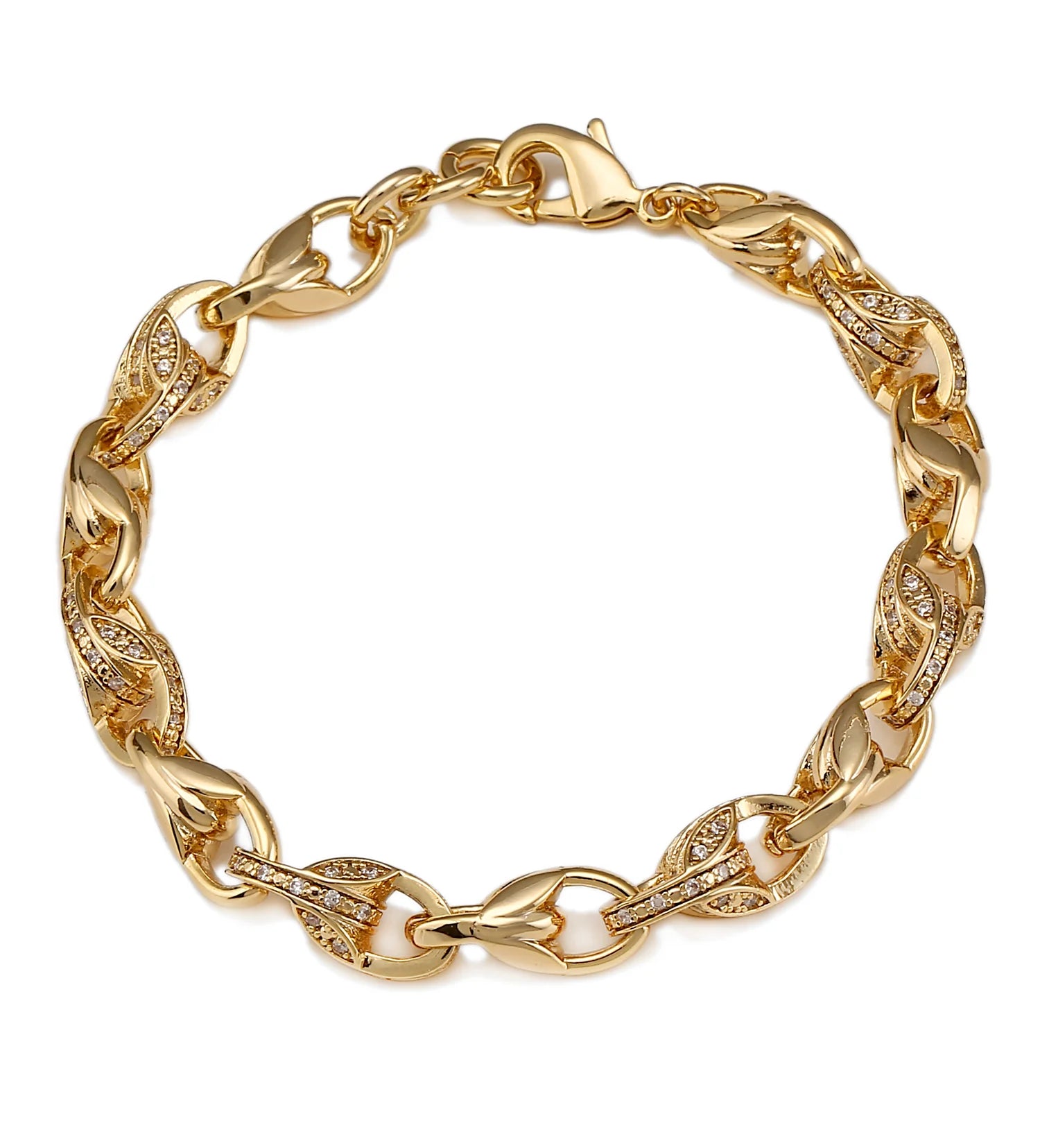 GOLD 3D TULIP BRACELET WITH STONES