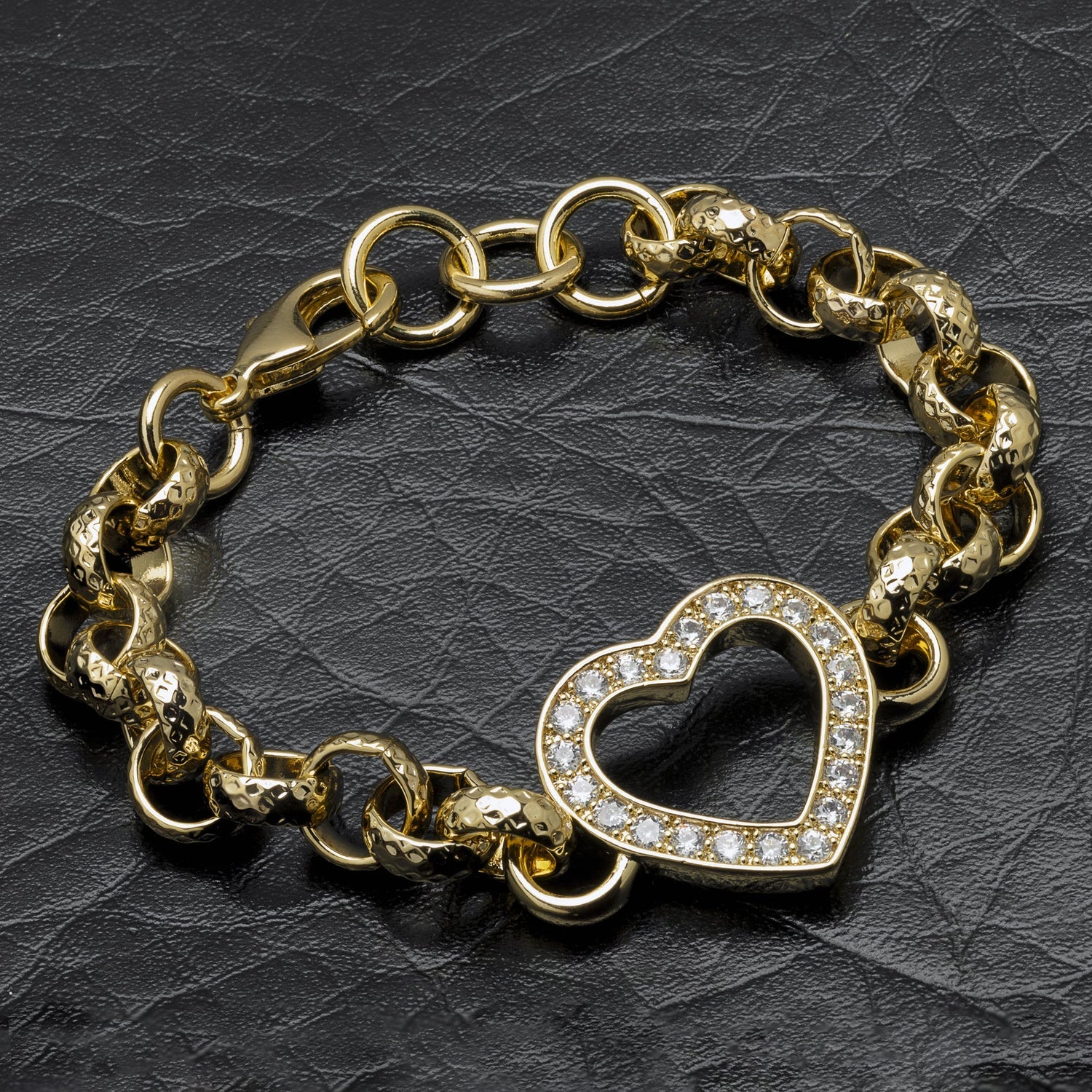 OPEN HEART BELCHER BRACELET WITH CRYSTALS