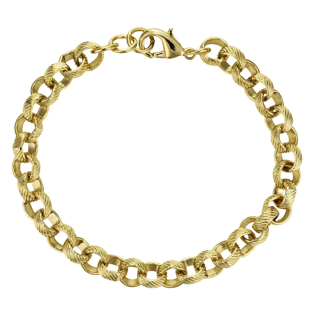 8MM GOLD LINED PATTERN BELCHER BRACELET