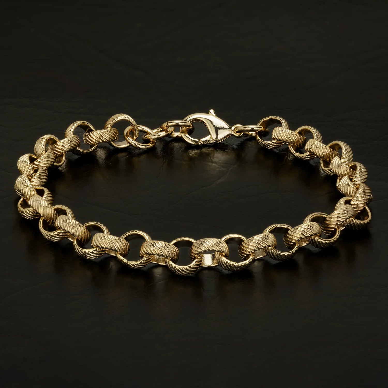 8MM GOLD LINED PATTERN BELCHER BRACELET