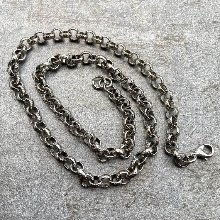 8MM SILVER DIAMOND CUT PATTERN BELCHER CHAIN