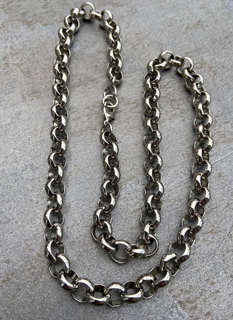 8MM SILVER DIAMOND CUT PATTERN BELCHER CHAIN