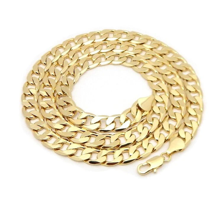 9MM GOLD CUBAN CURB CHAIN NECKLACE CLASSIC