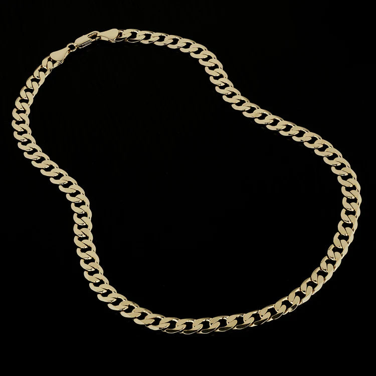 KIDS 9MM GOLD CUBAN CURB CHAIN NECKLACE CLASSIC