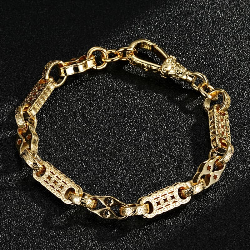 GOLD STARS AND BARS BRACELET WITH ALBERT CLASP