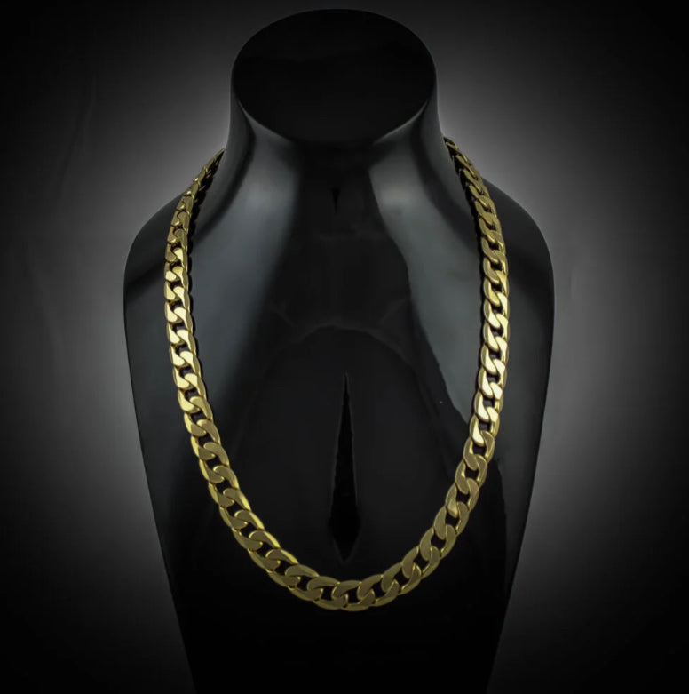 GOLD CUBAN CURB CHAIN 12MM NECKLACE VARIOUS SIZES CLASSIC