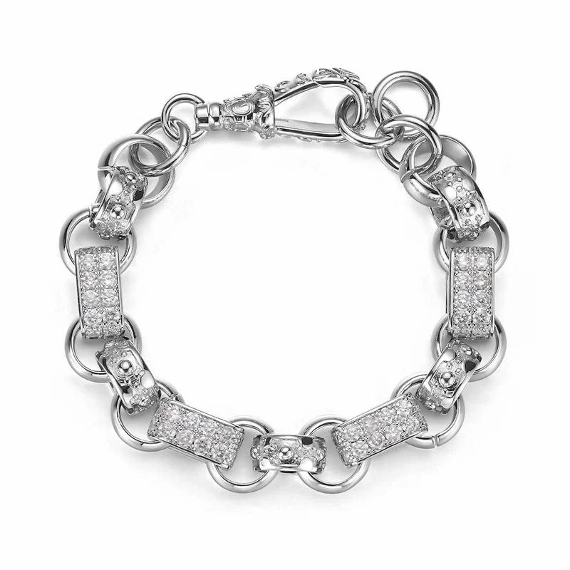 SILVER XXL GYPSY LINK BELCHER BRACELET WITH A ALBERT CLASP