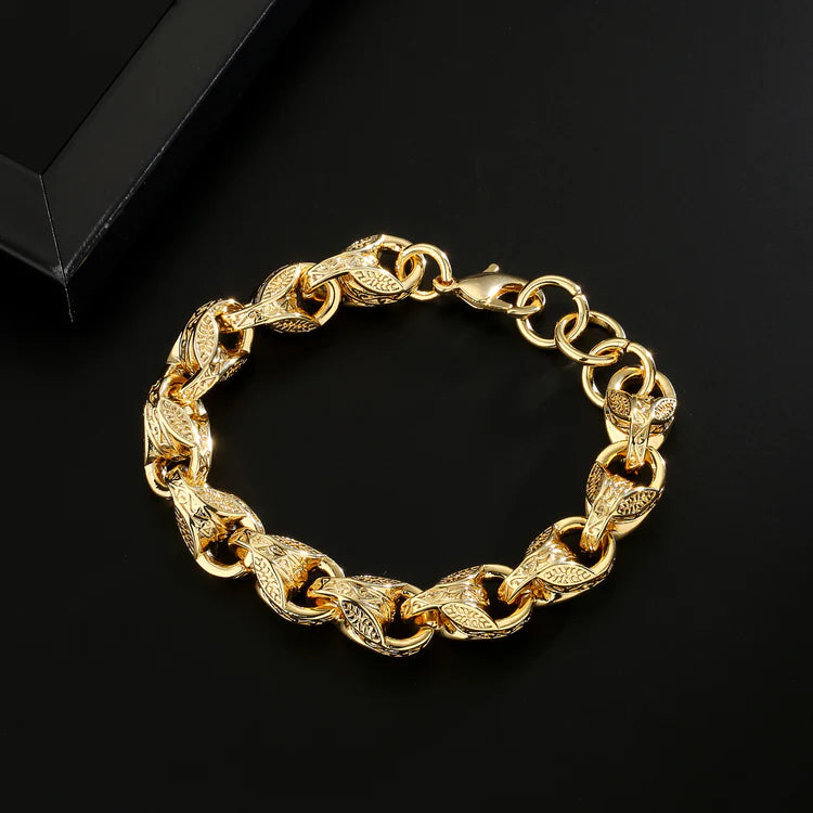 GOLD XL 12MM 3D TULIP BRACELET