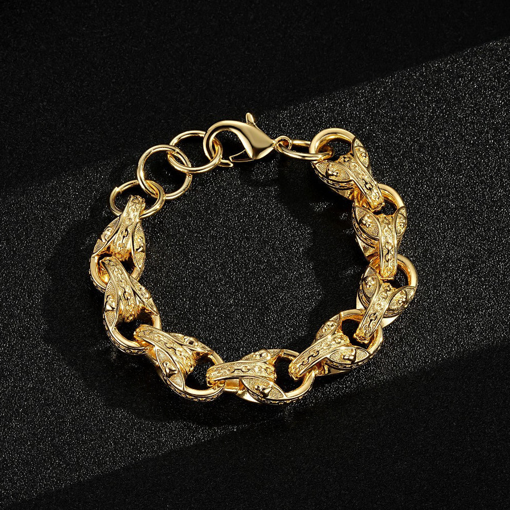 GOLD 14MM BULLDOG TULIP BRACELET