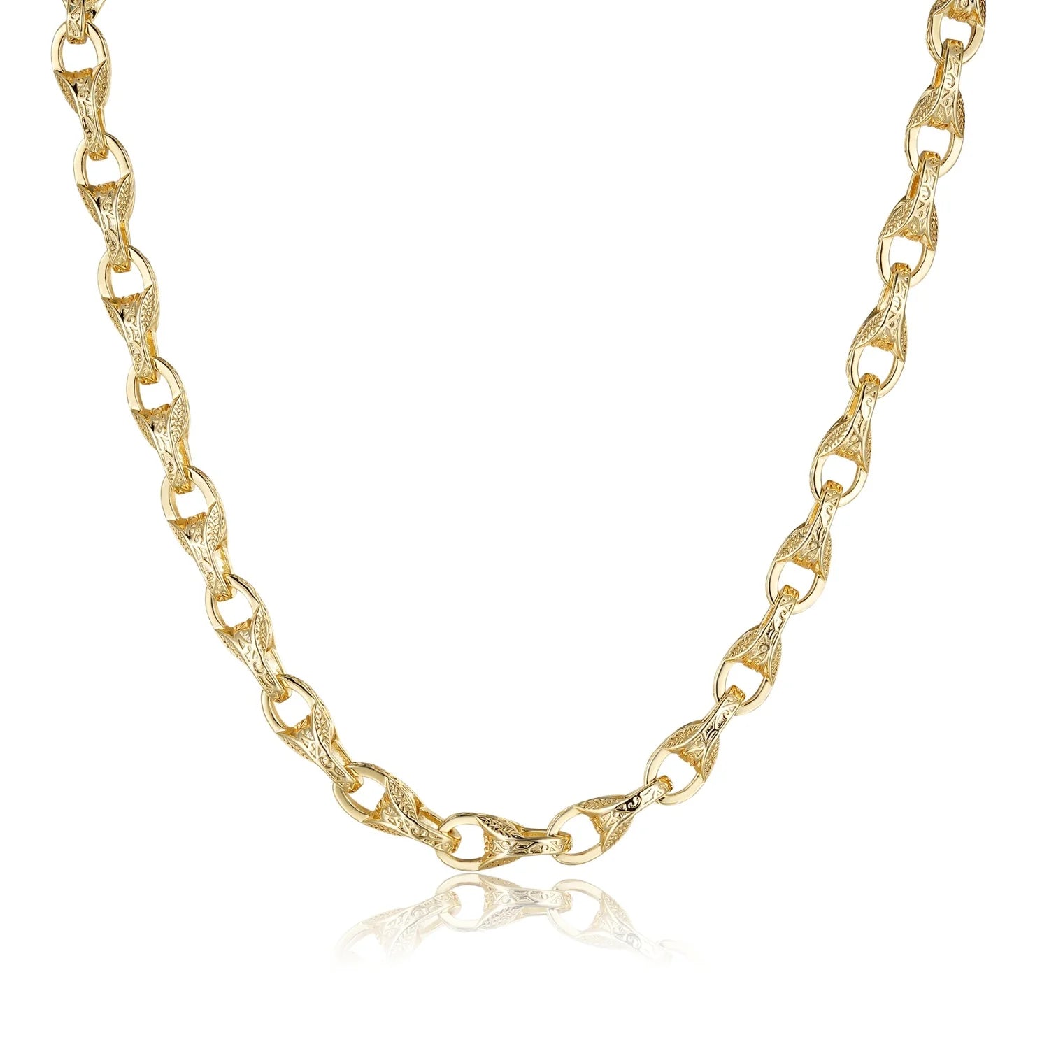 GOLD 9MM 3D PATTERNED TULIP CHAIN