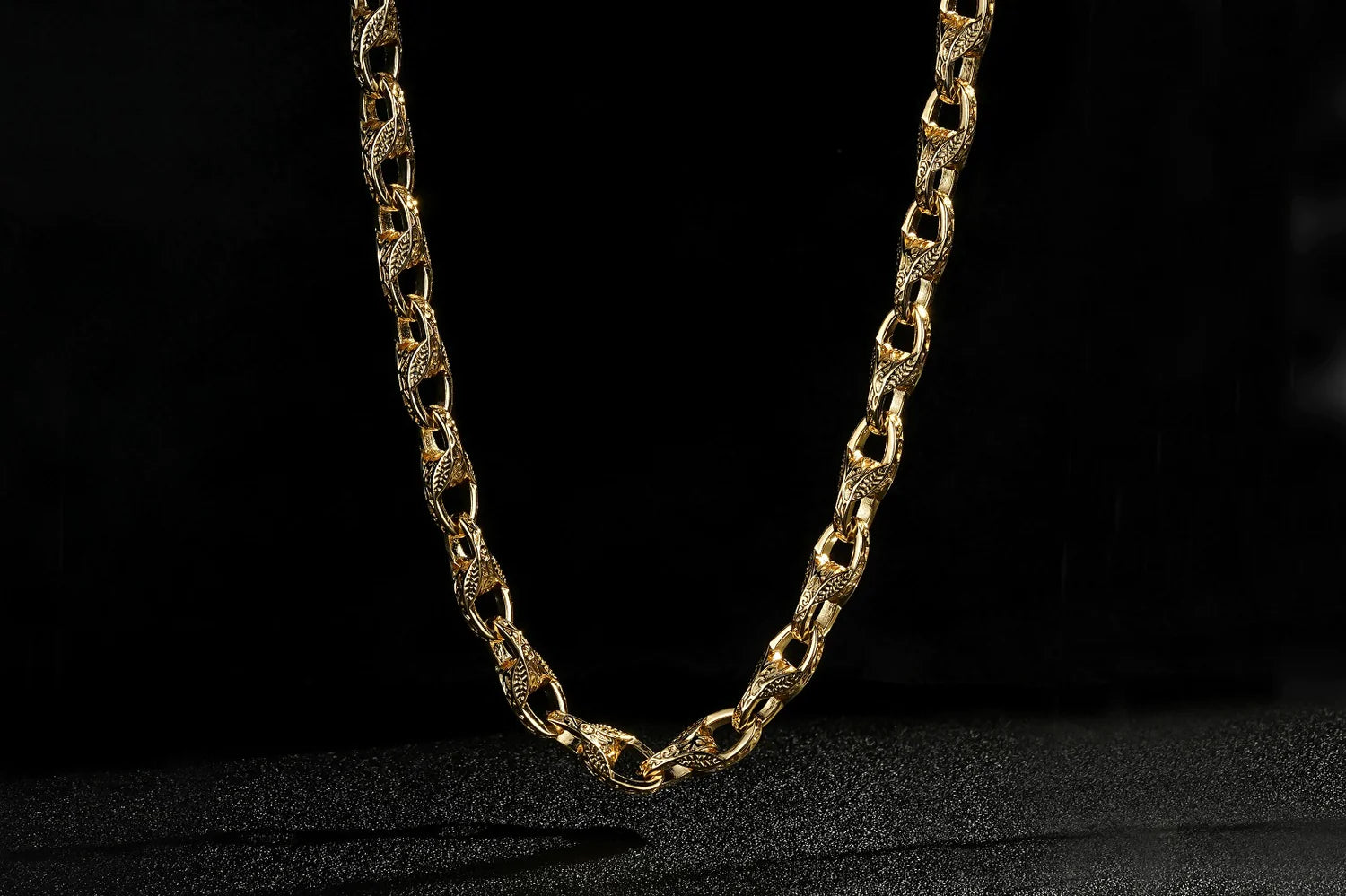 GOLD 9MM 3D PATTERNED TULIP CHAIN