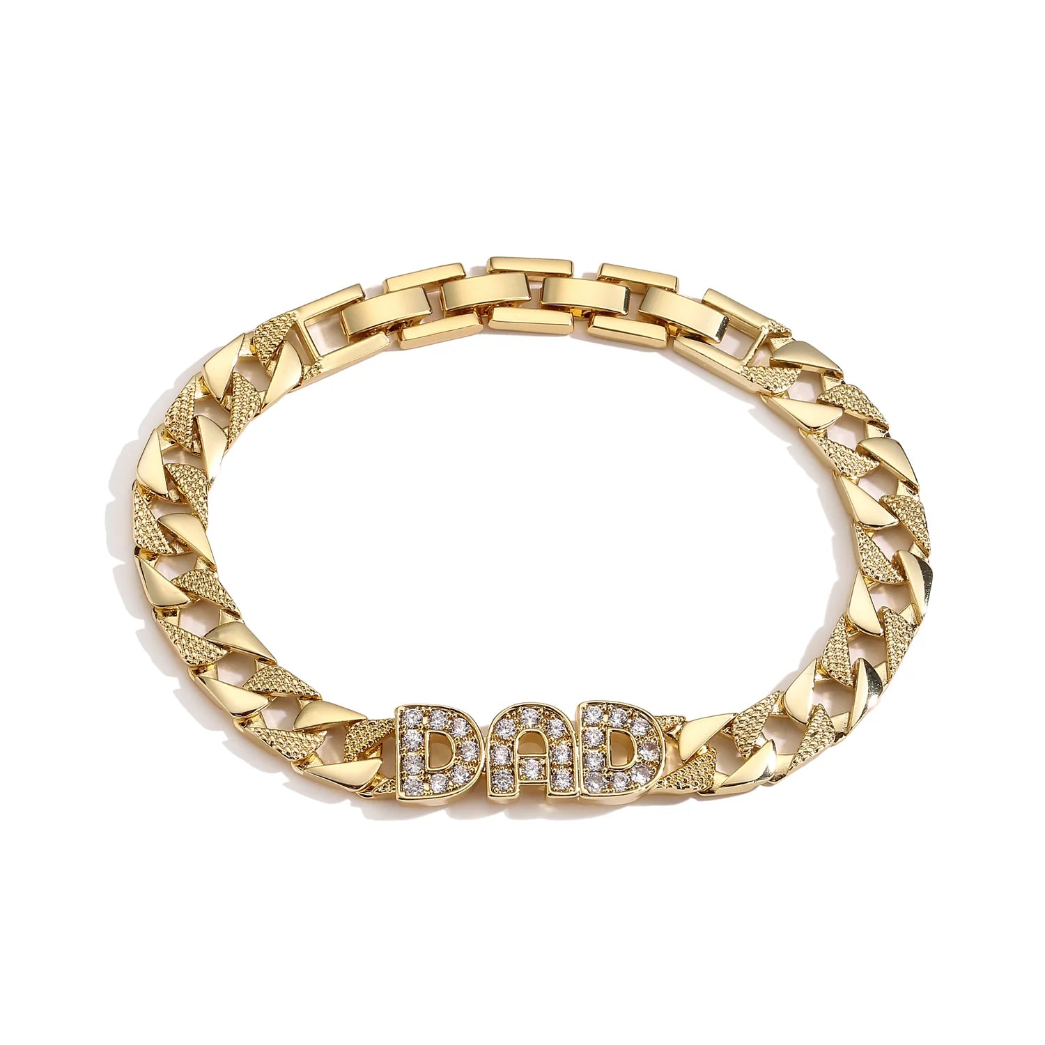 GOLD DAD CURB BRACELET WITH STONES