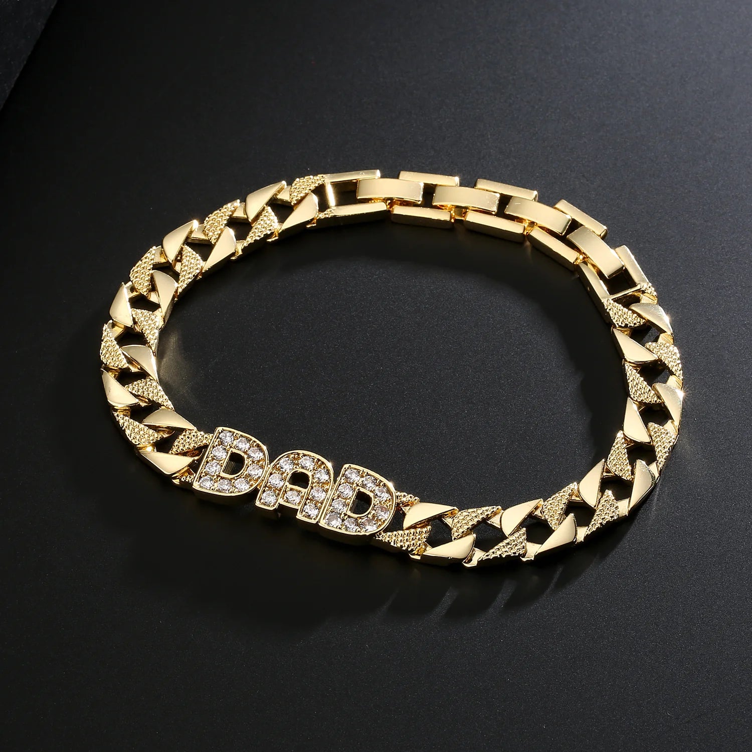 GOLD DAD CURB BRACELET WITH STONES