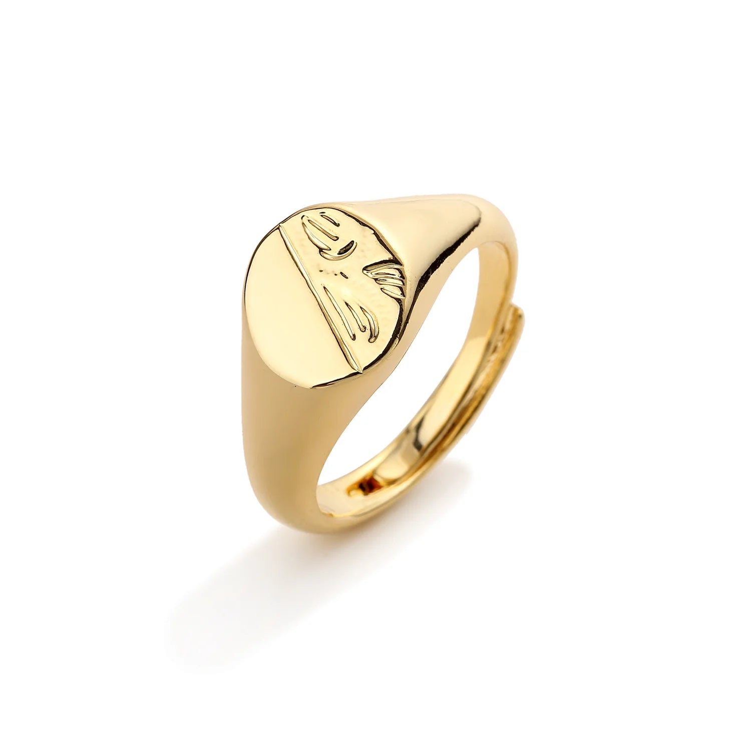 GOLD HALF FACE OVAL RING