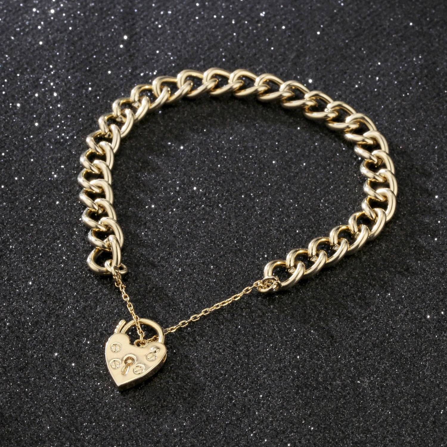 GOLD HEART LOCK BRACELET