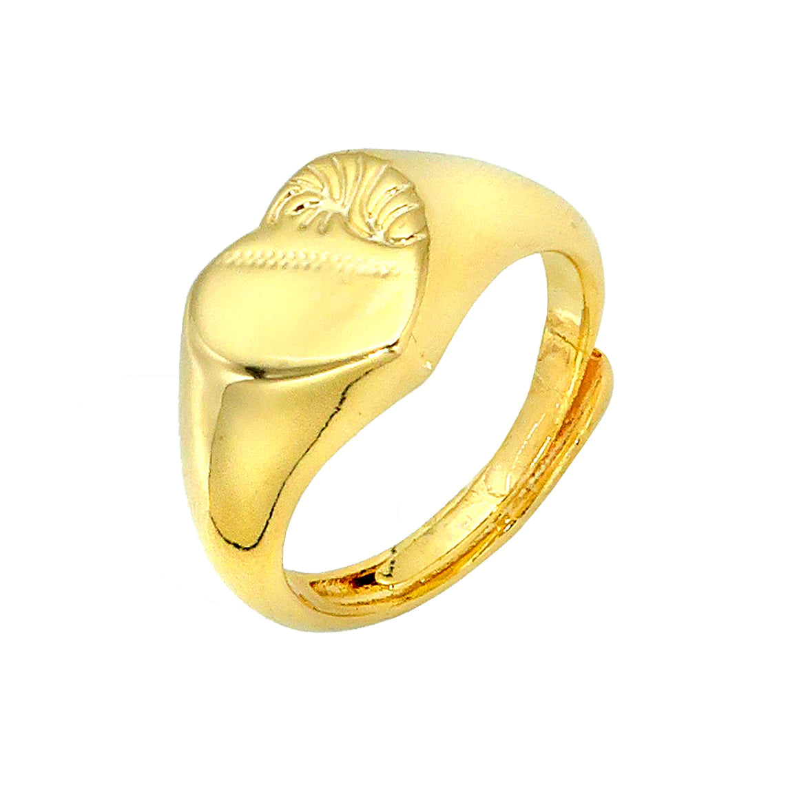 GOLD HEART SIGNET RING