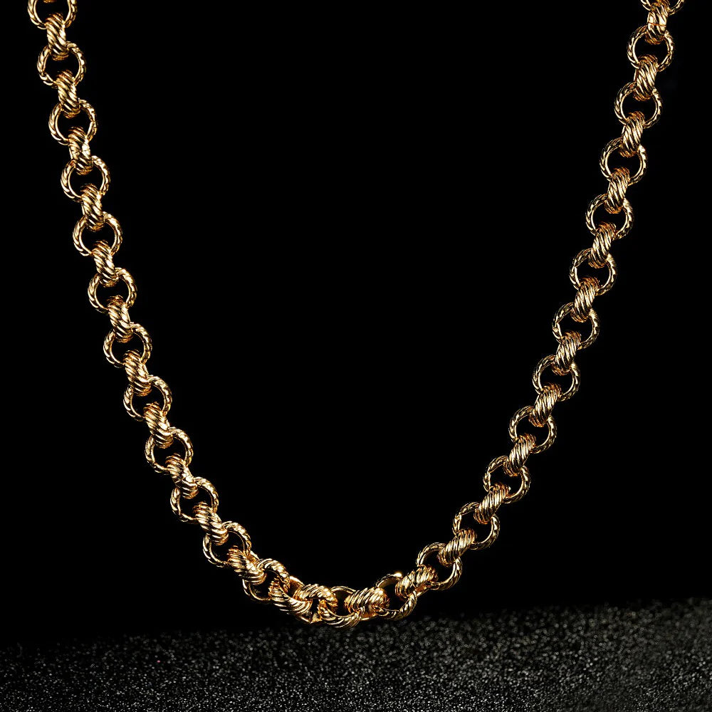 GOLD LINED PATTERN BELCHER CHAIN AND BRACELET