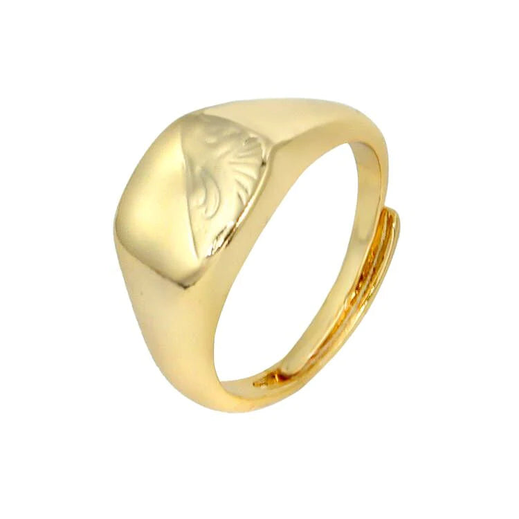 GOLD SIGNET RING HALF FACE SQUARE