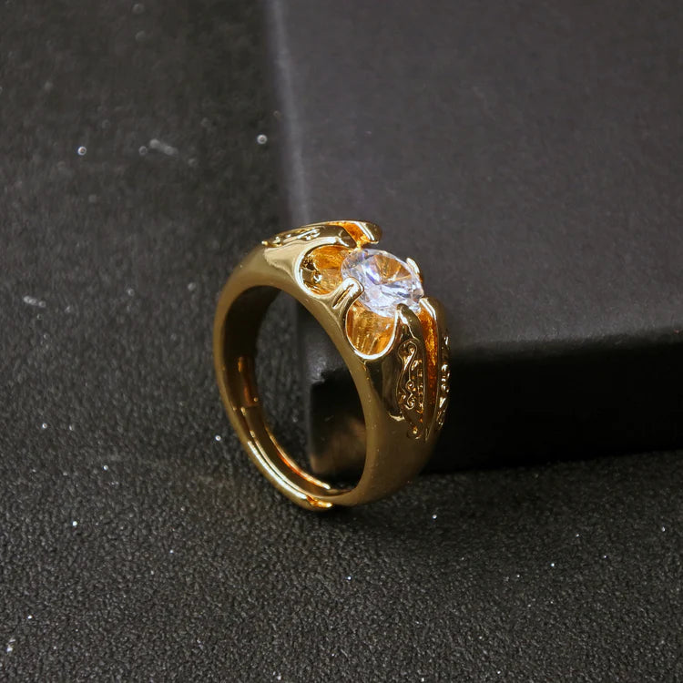 GOLD SOLITAIRE GYPSY RING WITH CLEAR CRYSTAL