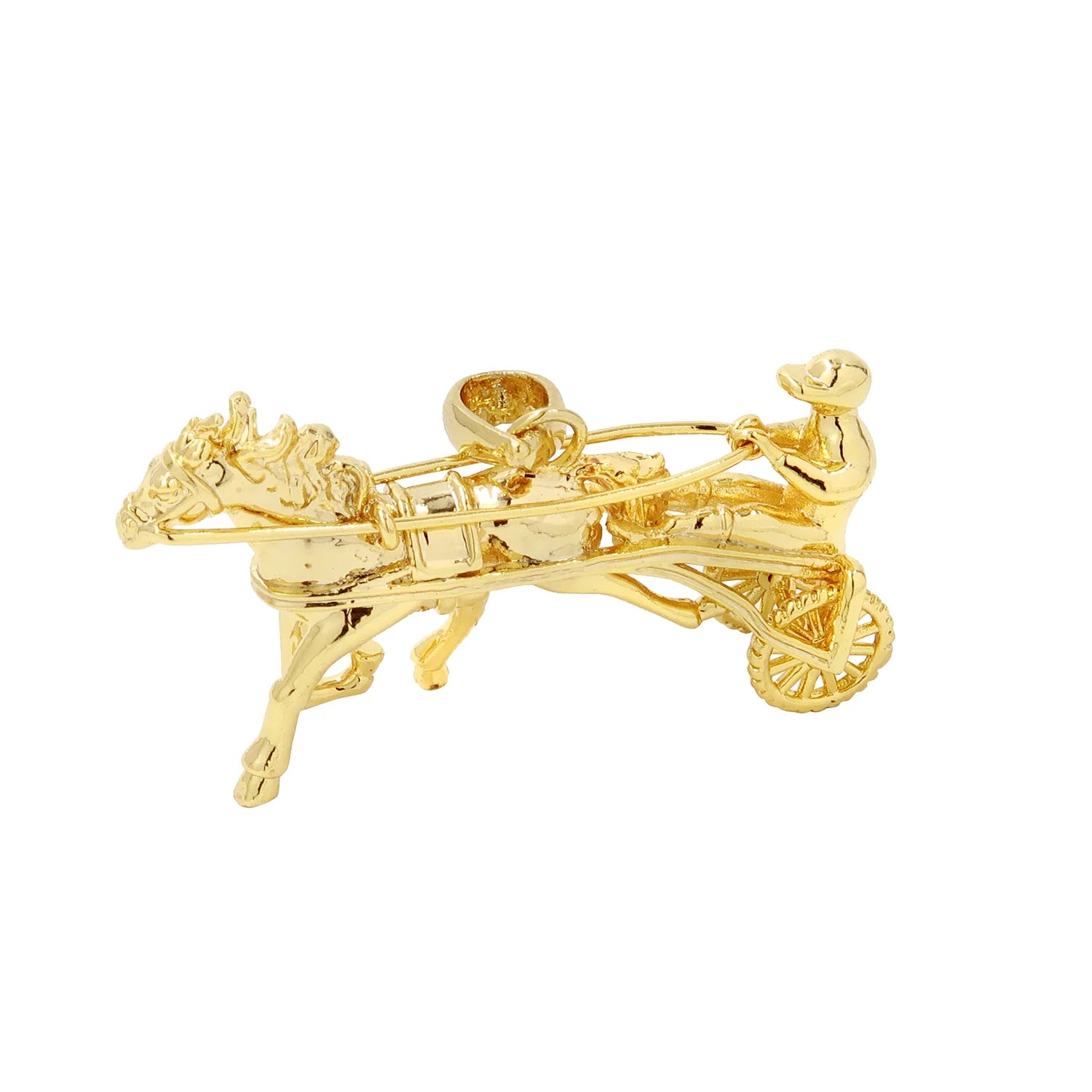 GOLD SULKY GYPSY HORSE RACING 3D PENDANT