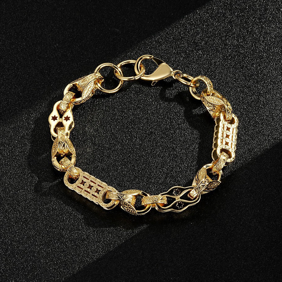 GOLD TULIP STARS AND BARS BRACELET