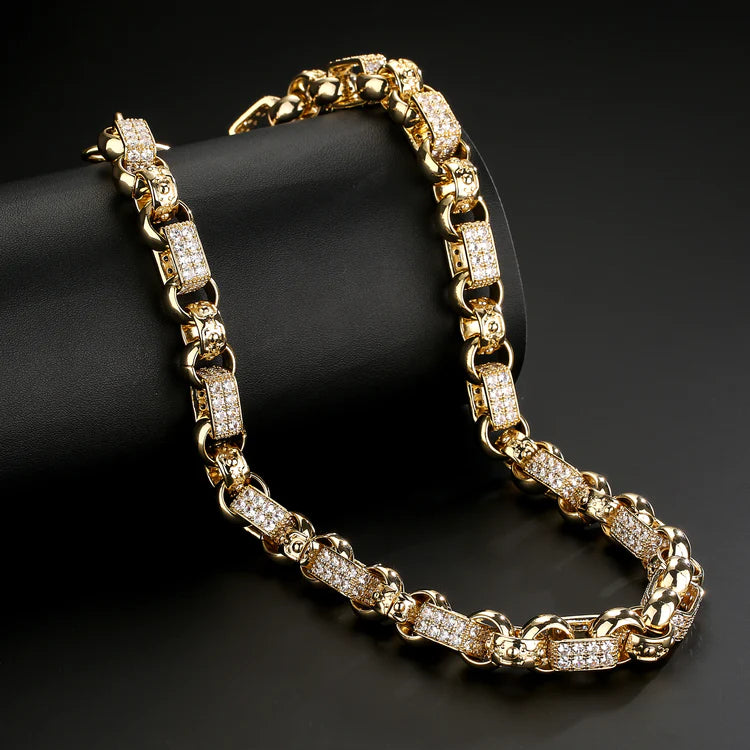 GOLD DIAMOND GYPSY LINK BELCHER CHAIN