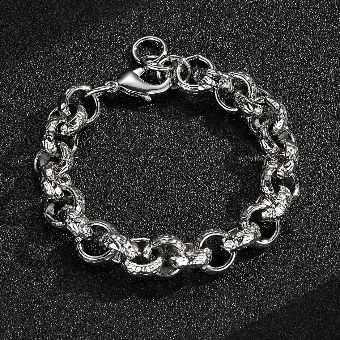 12MM SILVER DIAMOND PATTERNED BELCHER BRACELET