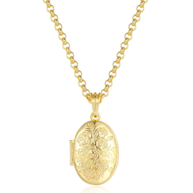 PREMIUM GOLD OVAL LOCKET WITH FLORAL DESIGN