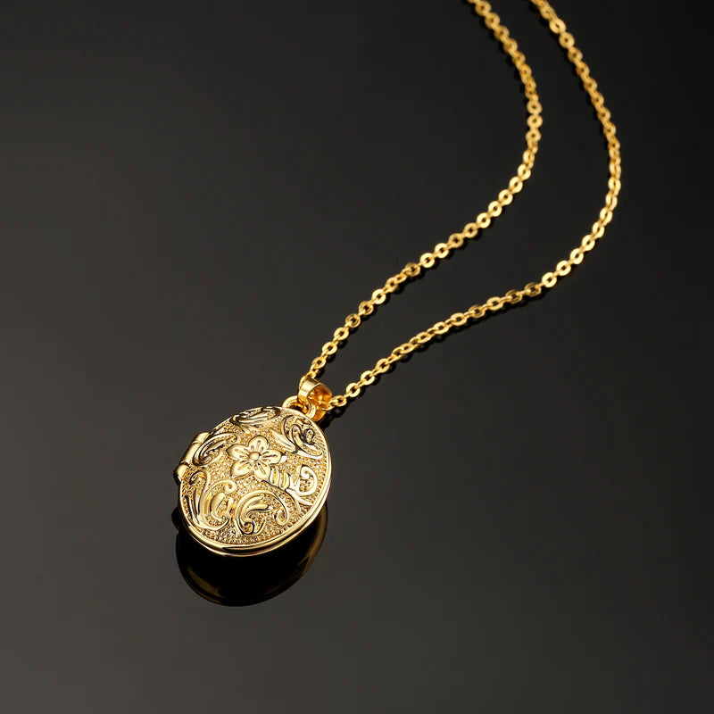 UPGRADED EXTRA LARGE GOLD OVAL LOCKET PENDANT NECKLACE