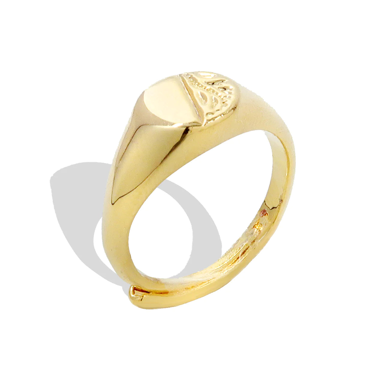 KIDS GOLD ROUND HALF ENGRAVED RING