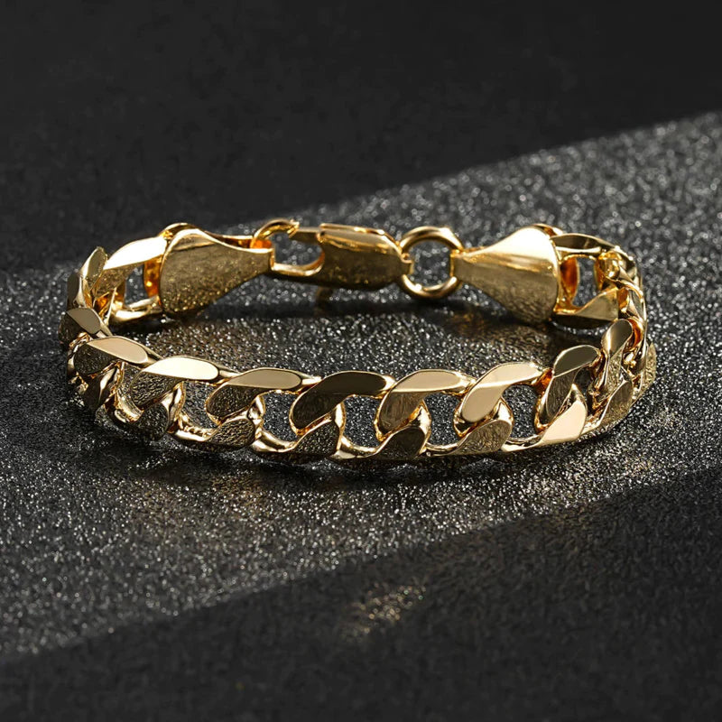 LUXURY GOLD 9MM CUBAN CURB CHAIN AND BRACELET SET (6 & 16 INCHES)